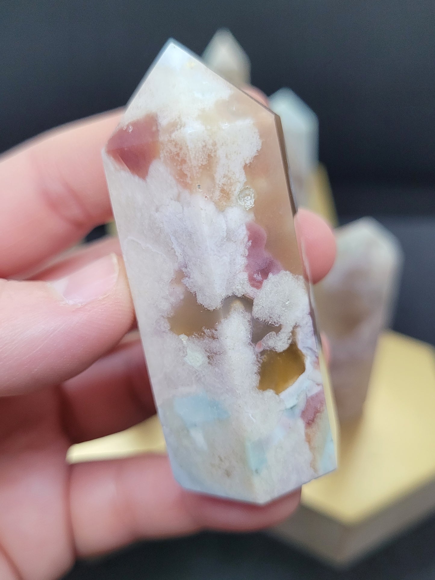 Small Blue Flower Agate towers
