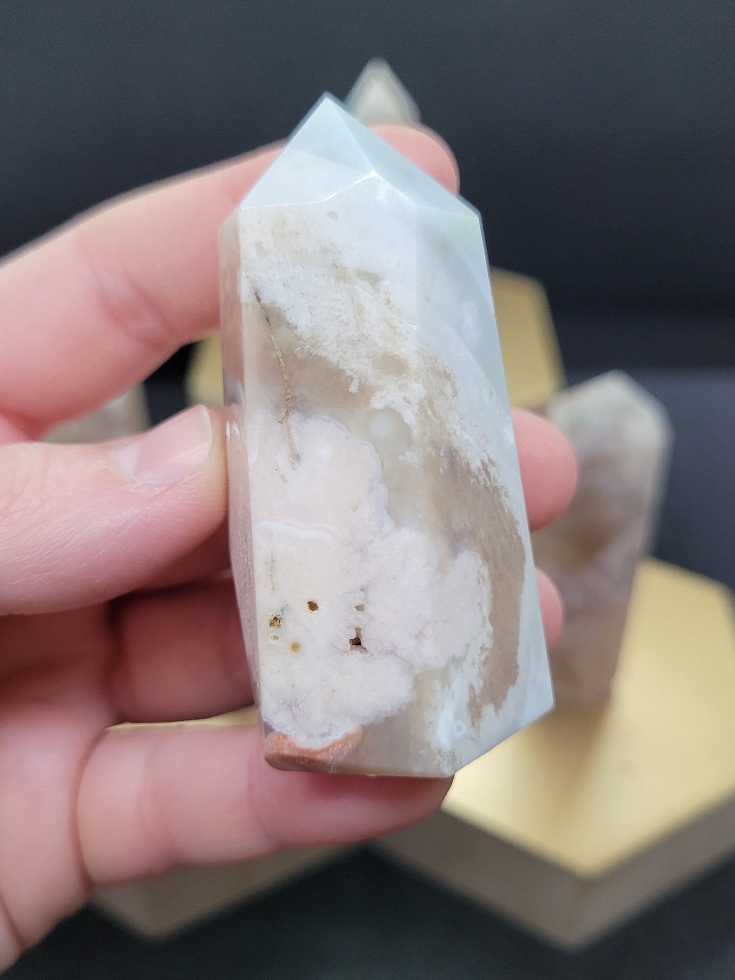 Small Blue Flower Agate towers