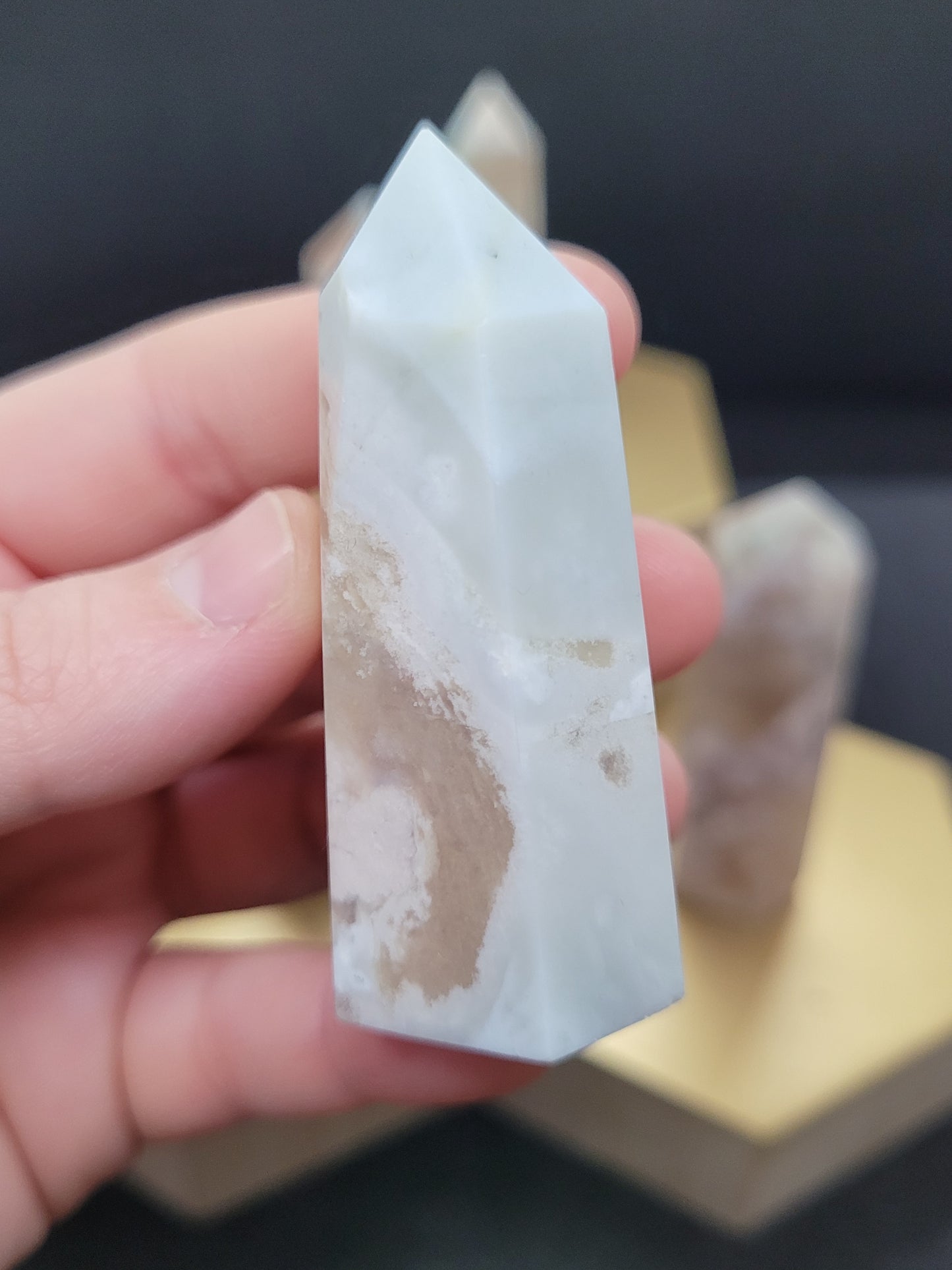 Small Blue Flower Agate towers