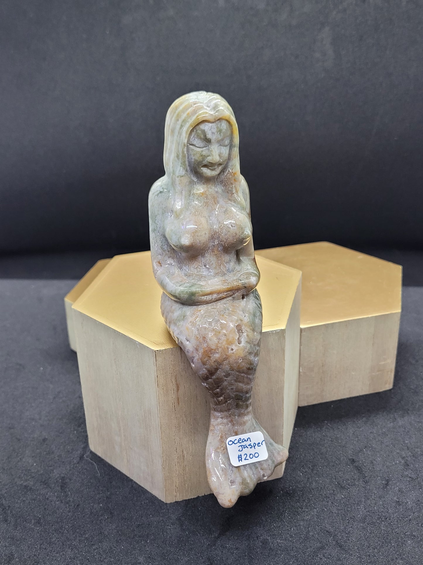 Large Ocean Jasper Mermaid carving