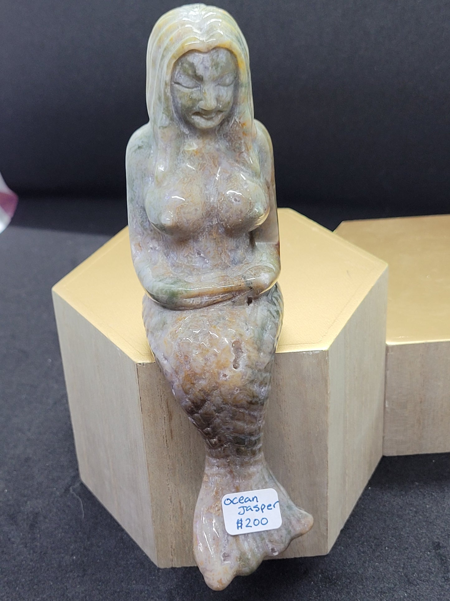 Large Ocean Jasper Mermaid carving