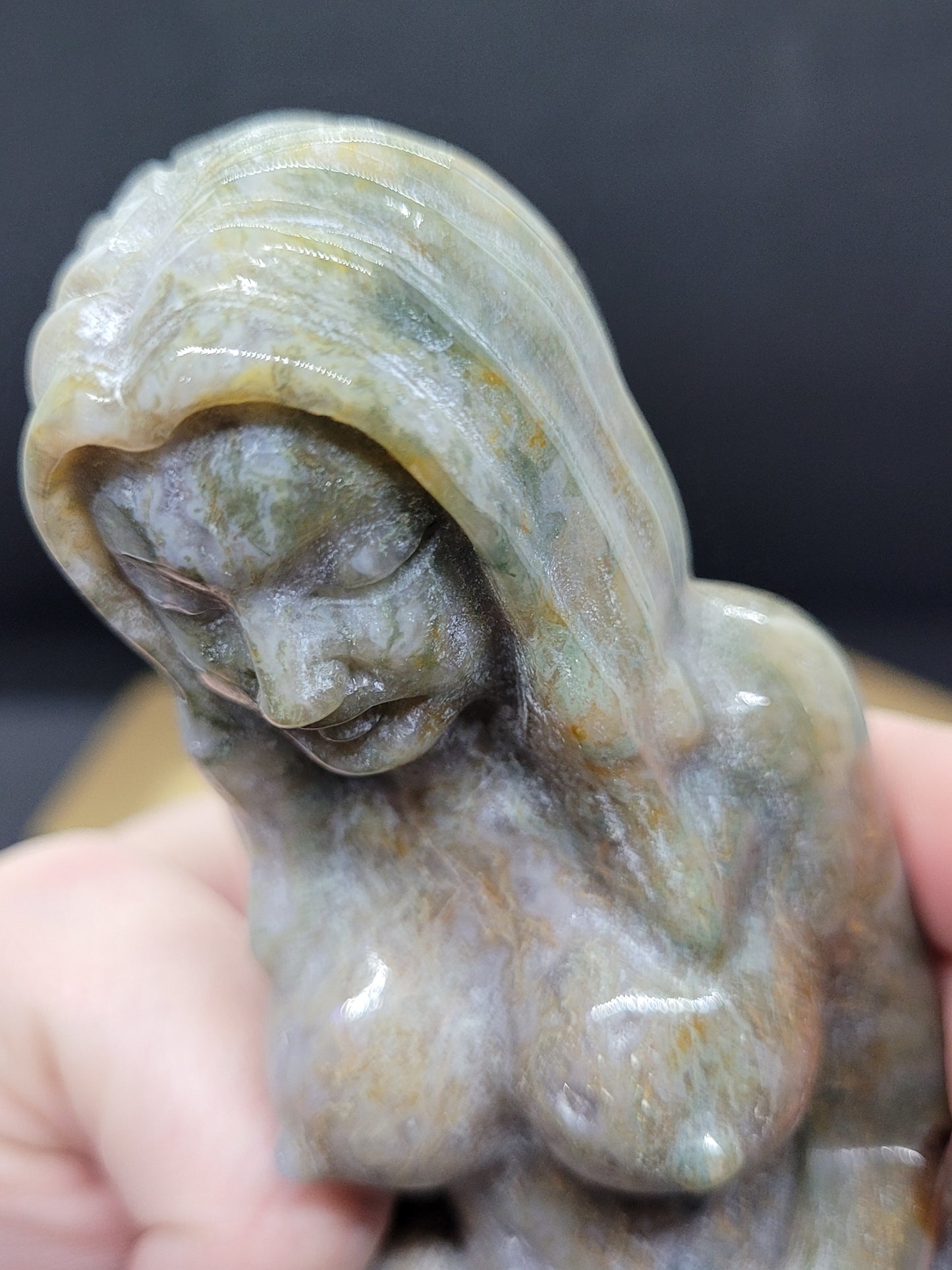 Large Ocean Jasper Mermaid carving