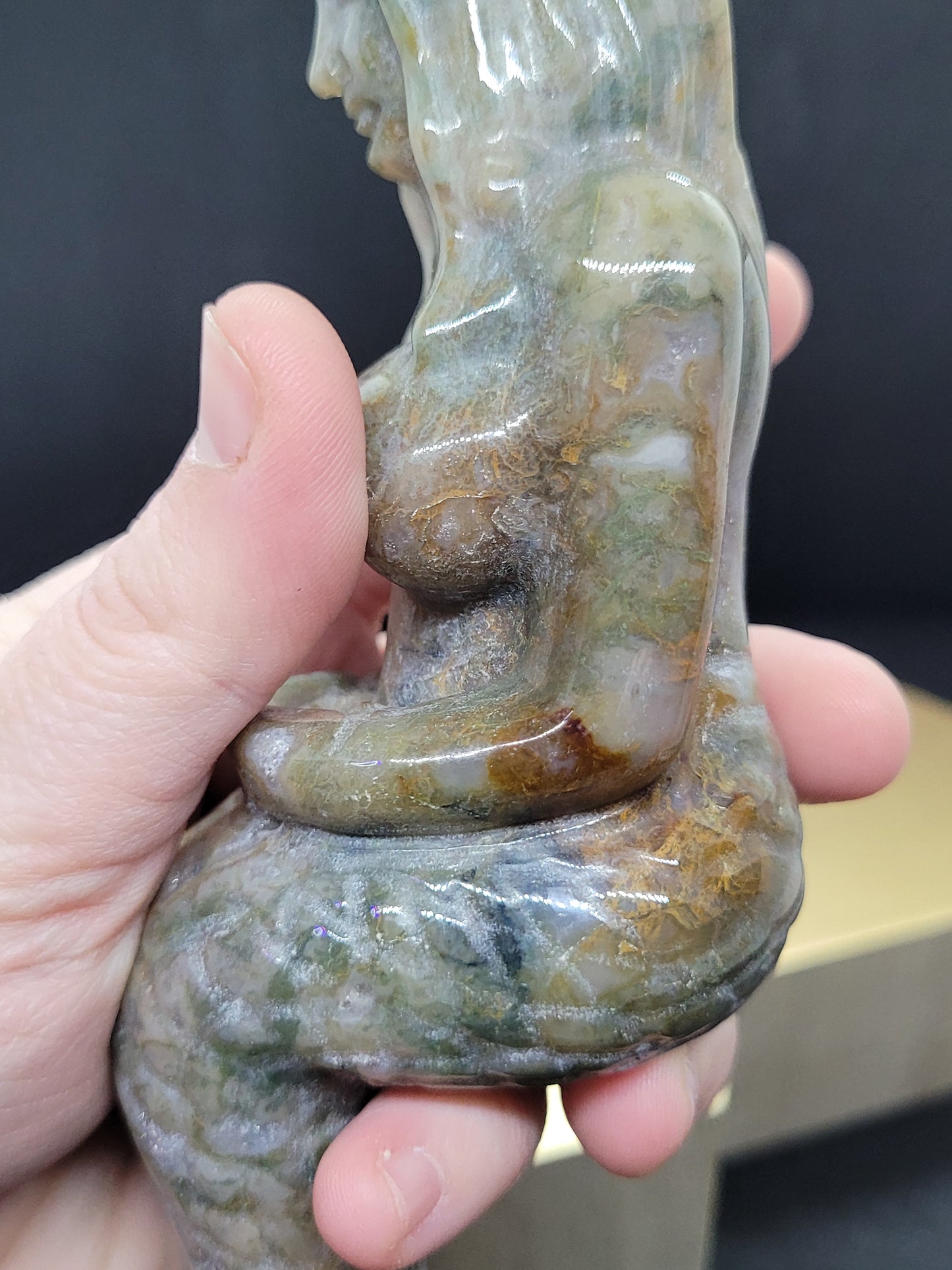 Large Ocean Jasper Mermaid carving