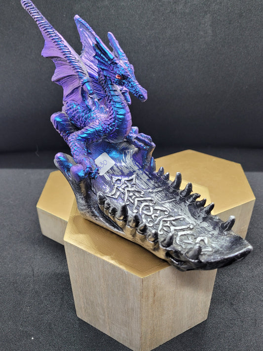 Celtic Blue/Purple Dragon on a Jaw Bowl - Resin