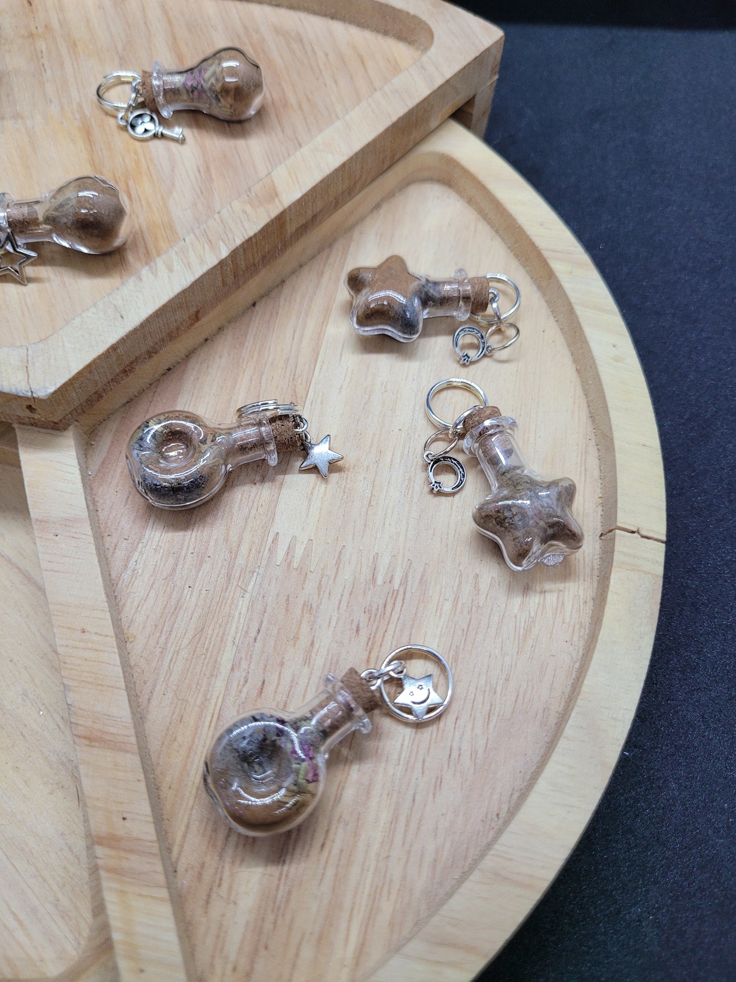 Harvest Moon Protection Spell Jar Charm Keychains - Handmade