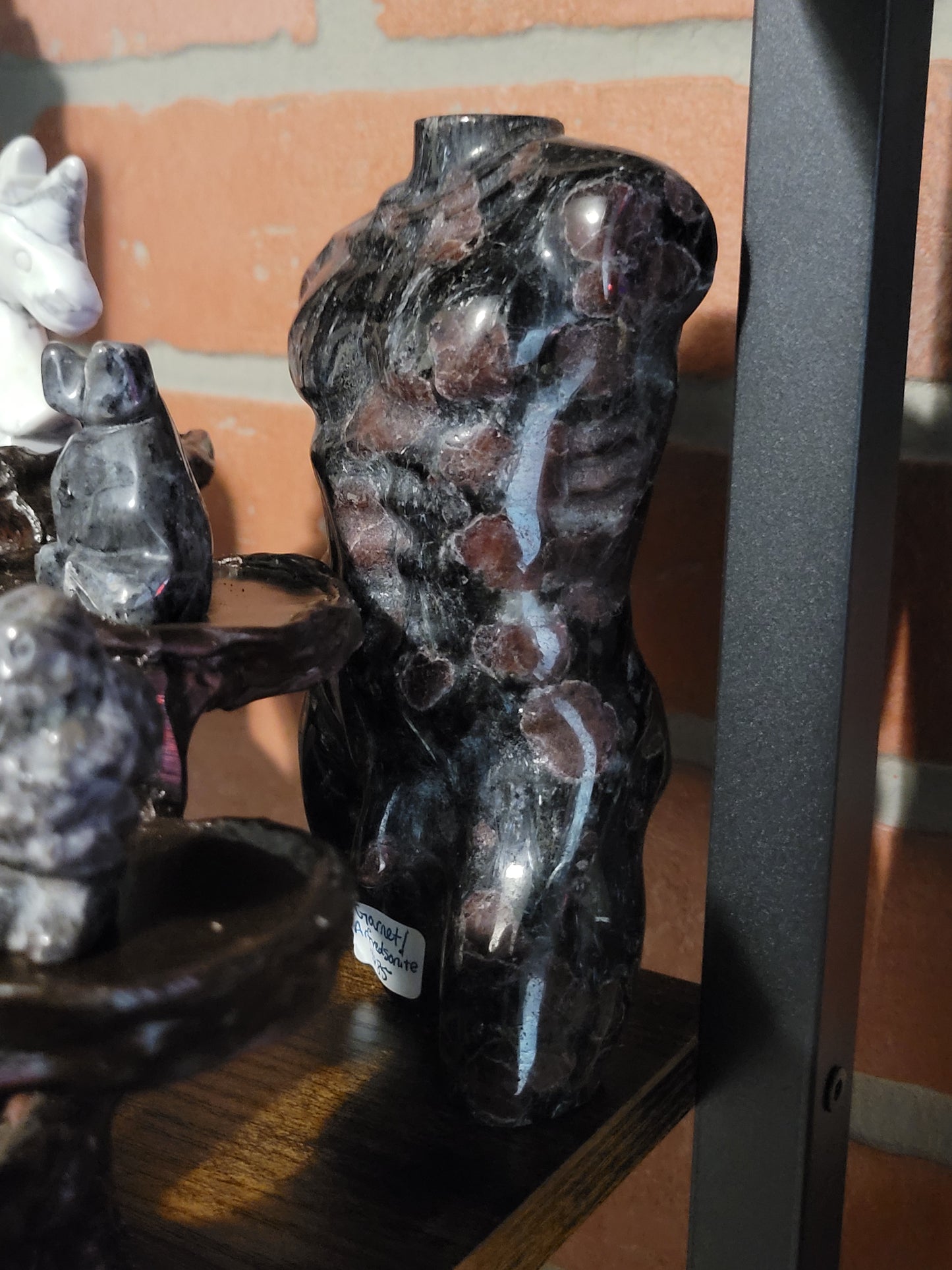 Garnet, Arfvedsonite (Firework stone) Male Body Carvings - Large