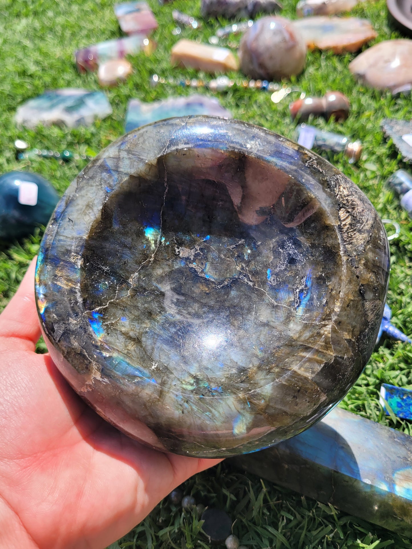 Round Dark Labradorite Bowl - LG - Heavy