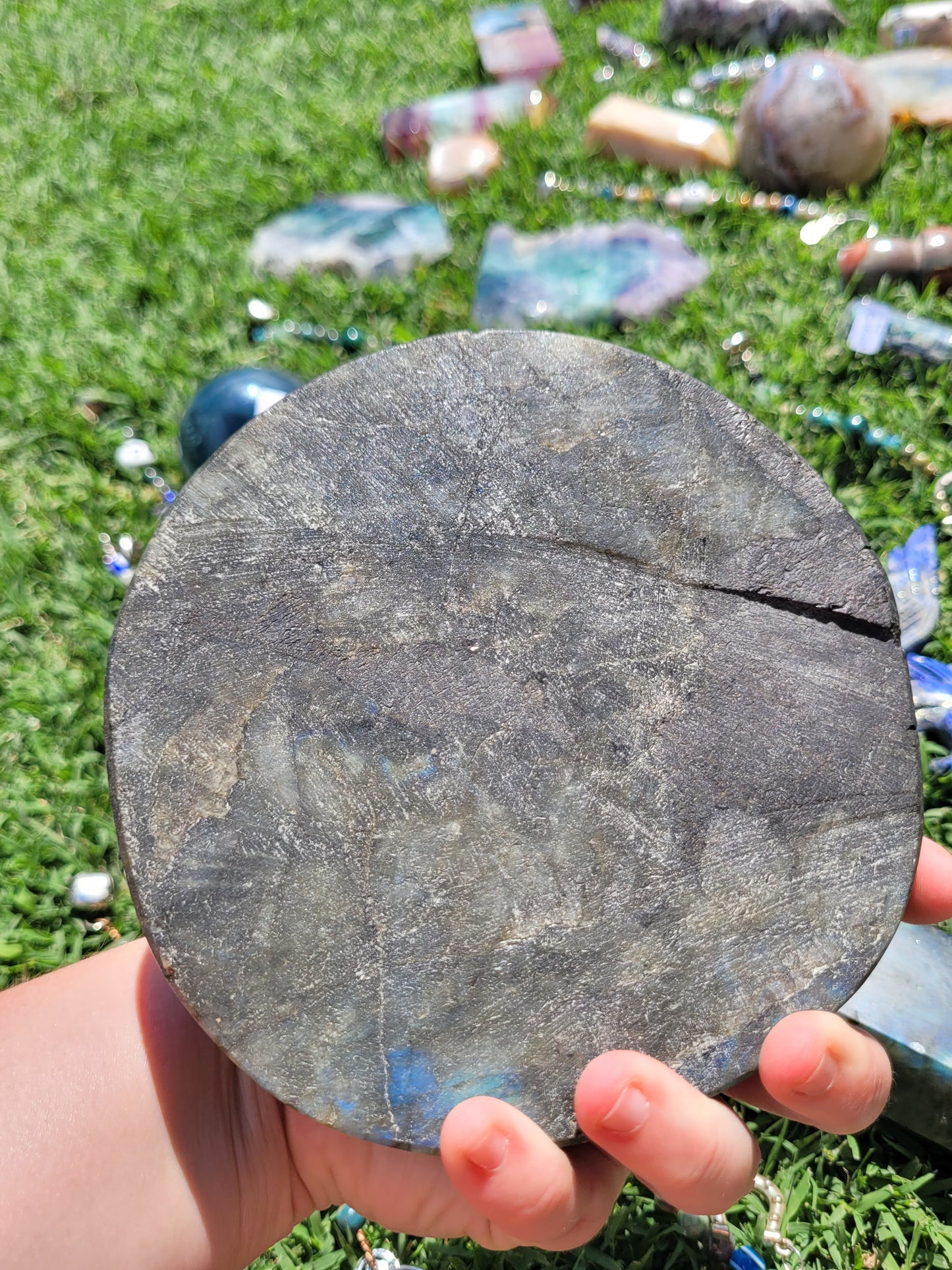 Round Dark Labradorite Bowl - LG - Heavy