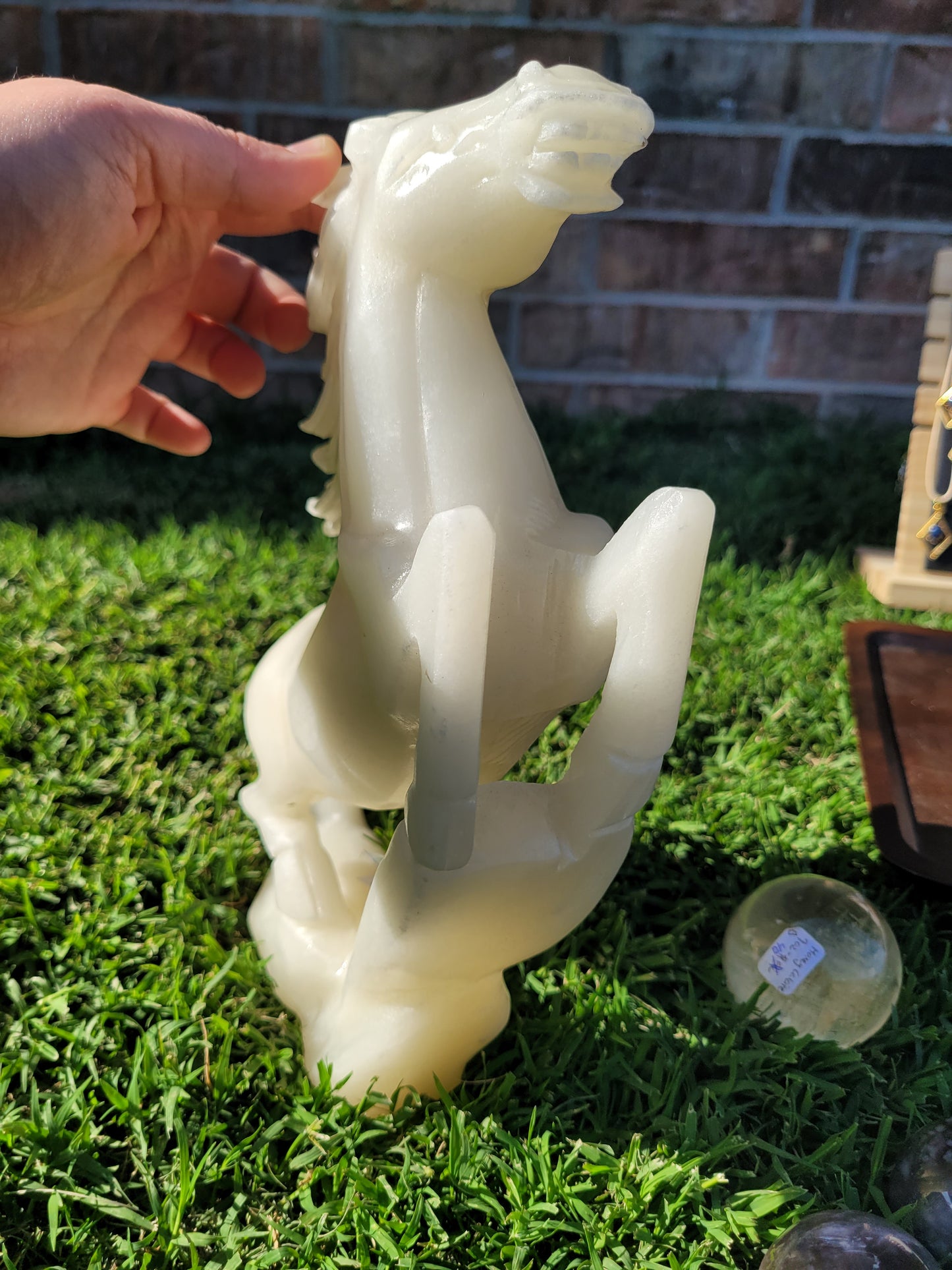 White Jade Horse Carving - XL