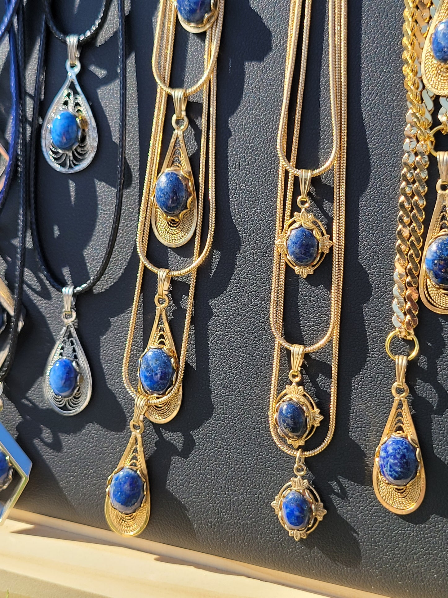 Lapis Lazuli Cab - Dainty Oval Pendant Necklace - Gold