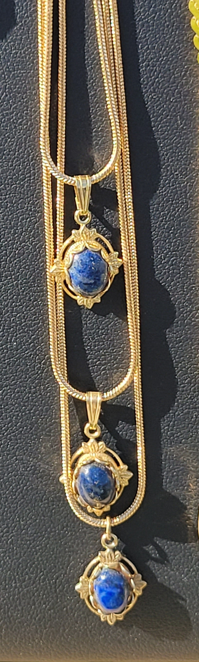 Lapis Lazuli Cab - Dainty Oval Pendant Necklace - Gold