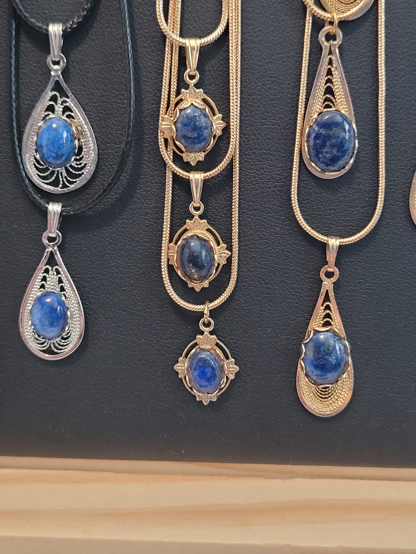Lapis Lazuli Cab - Dainty Oval Pendant Necklace - Gold