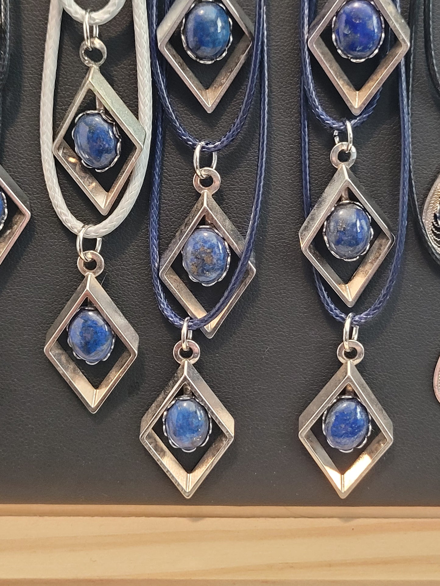 Lapis Lazuli Cab Diamond Pendant Necklace