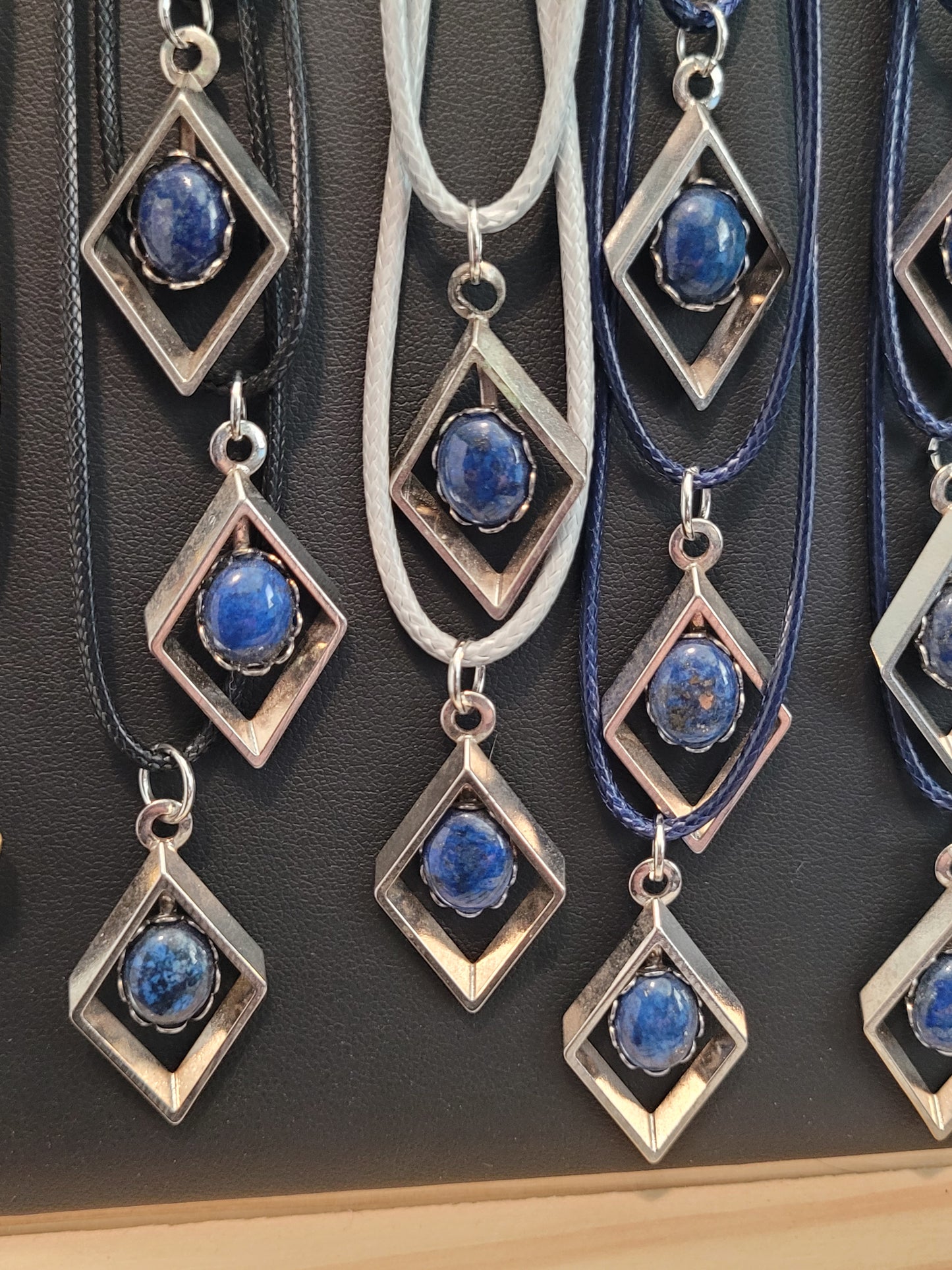 Lapis Lazuli Cab Diamond Pendant Necklace