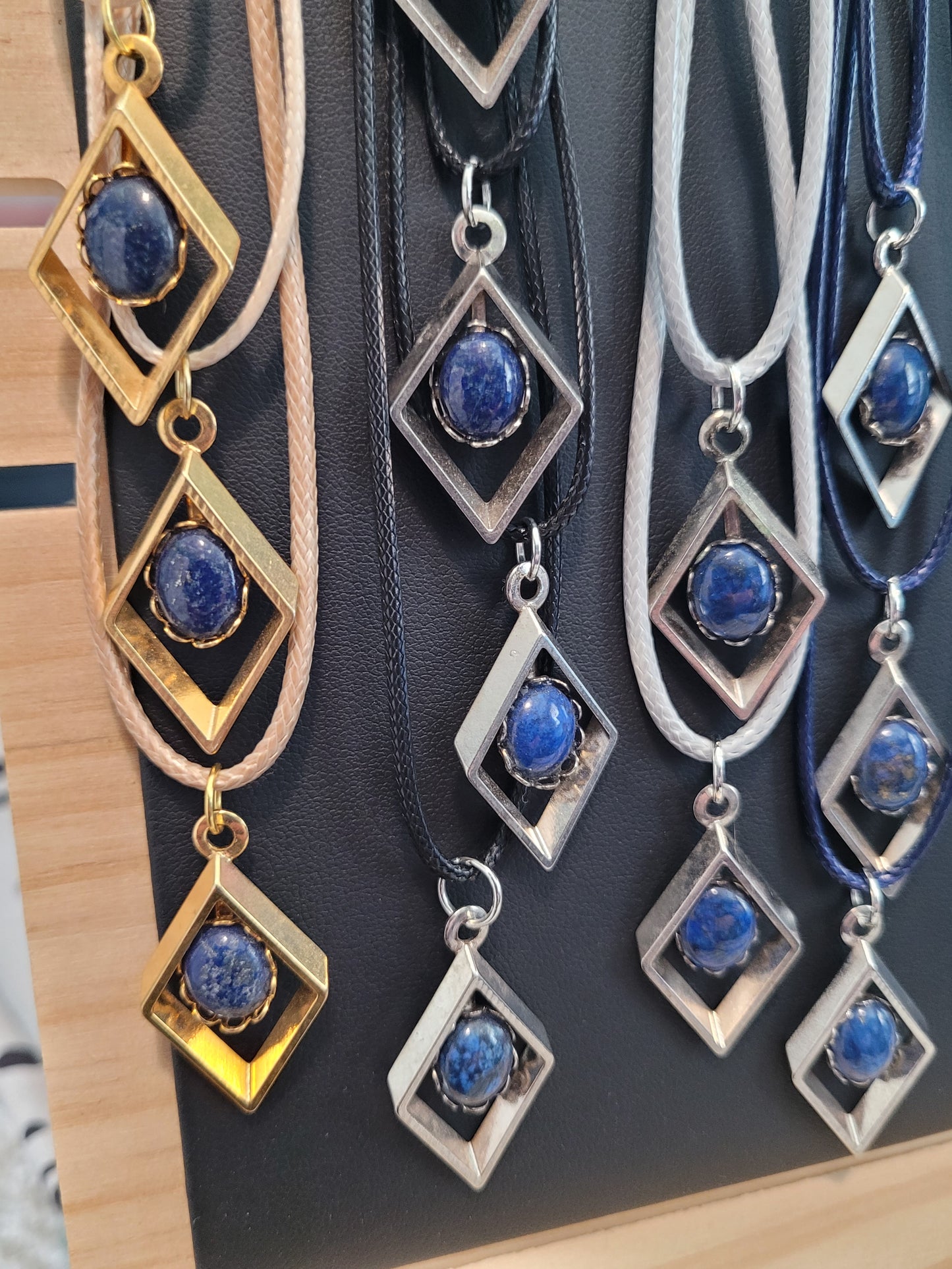 Lapis Lazuli Cab Diamond Pendant Necklace
