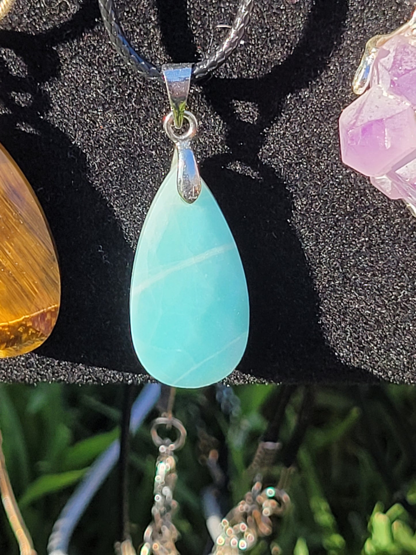 Faceted Caribbean Calcite Tear Drop Necklace