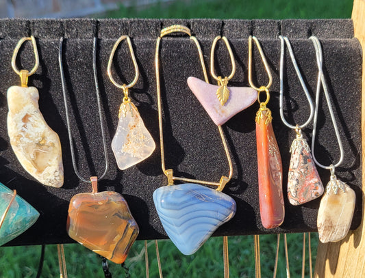 Hand Cut & Polished Crystal Pendant Necklaces - Handmade by Jahnee!