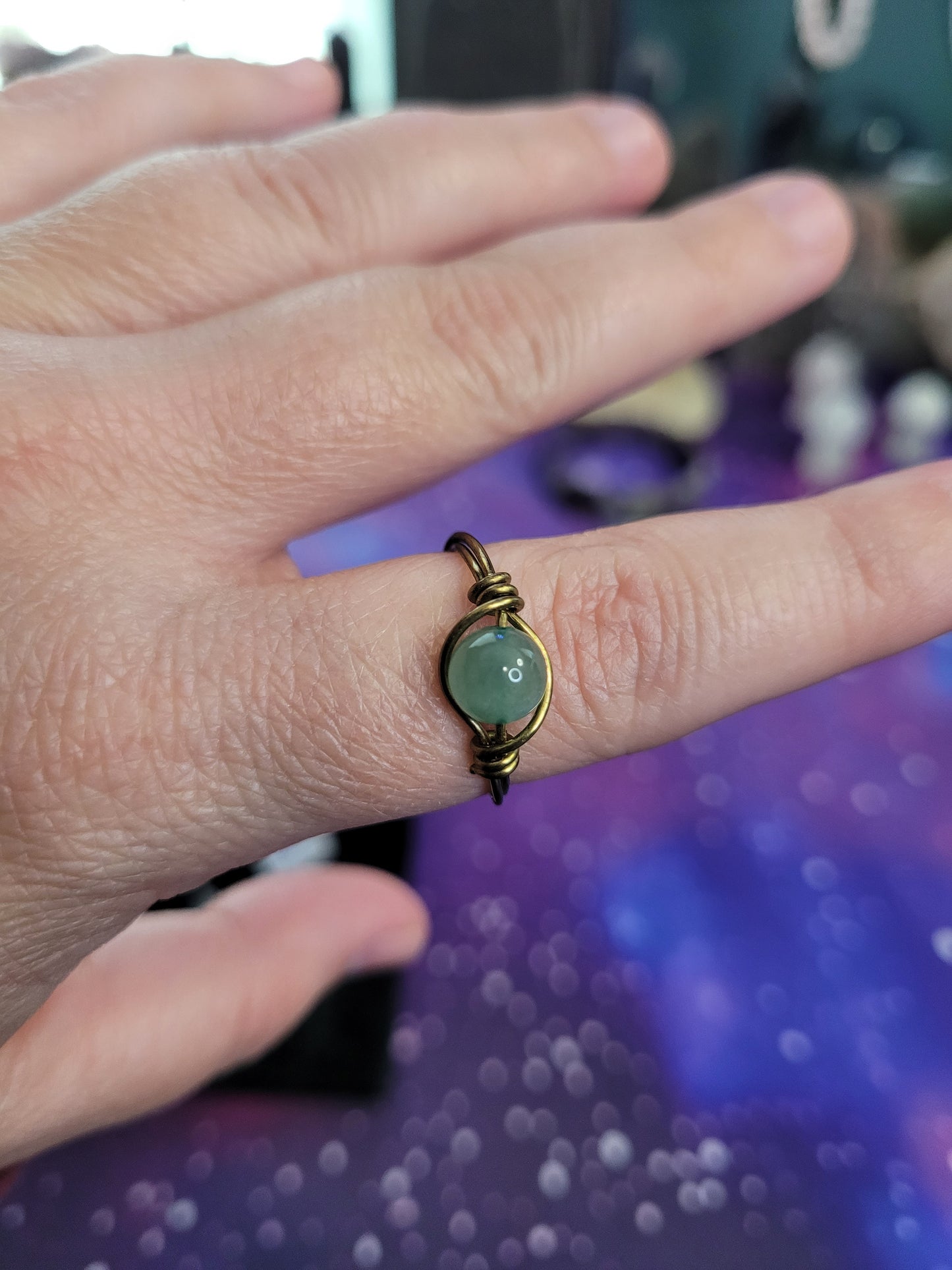Gold & Silver Wire Wrapped Fidget Bead Rings