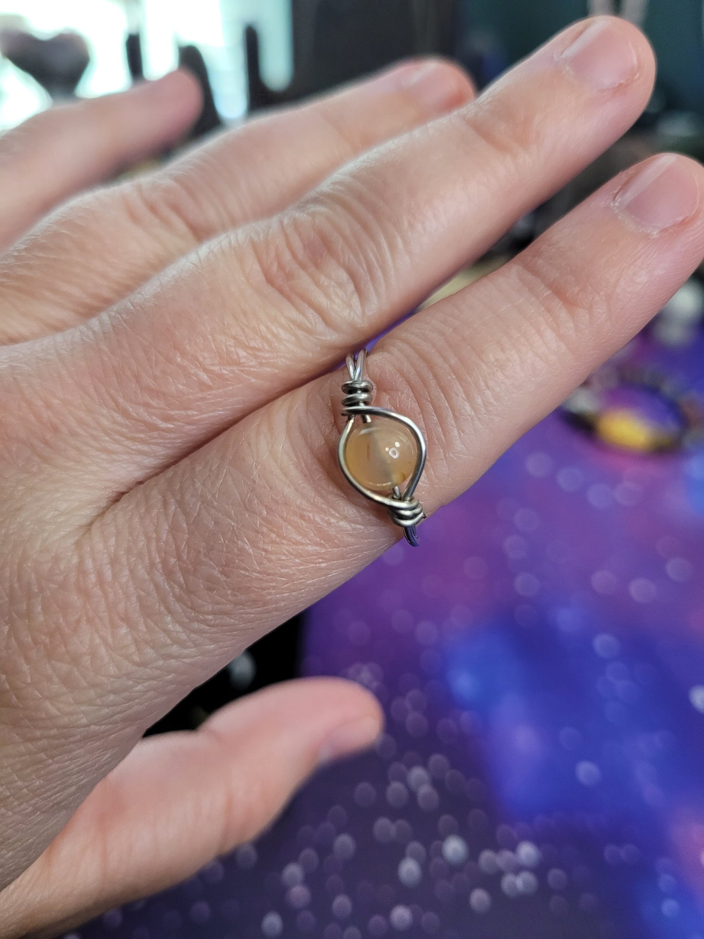 Gold & Silver Wire Wrapped Fidget Bead Rings