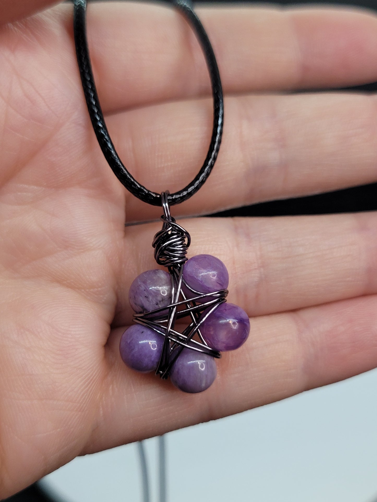 Crystal Bead Star Necklace – Handwrapped Wire Pendant