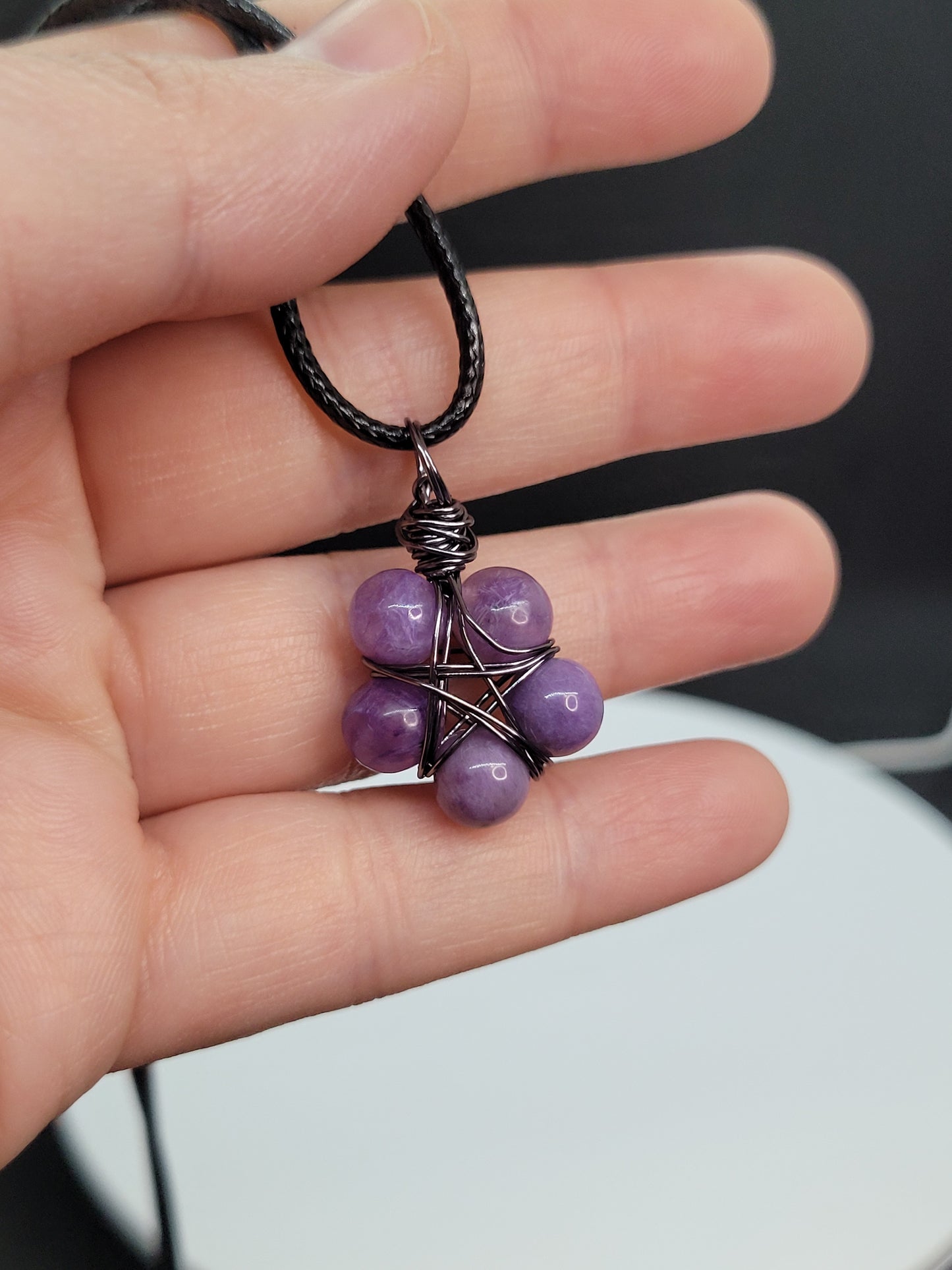 Crystal Bead Star Necklace – Handwrapped Wire Pendant