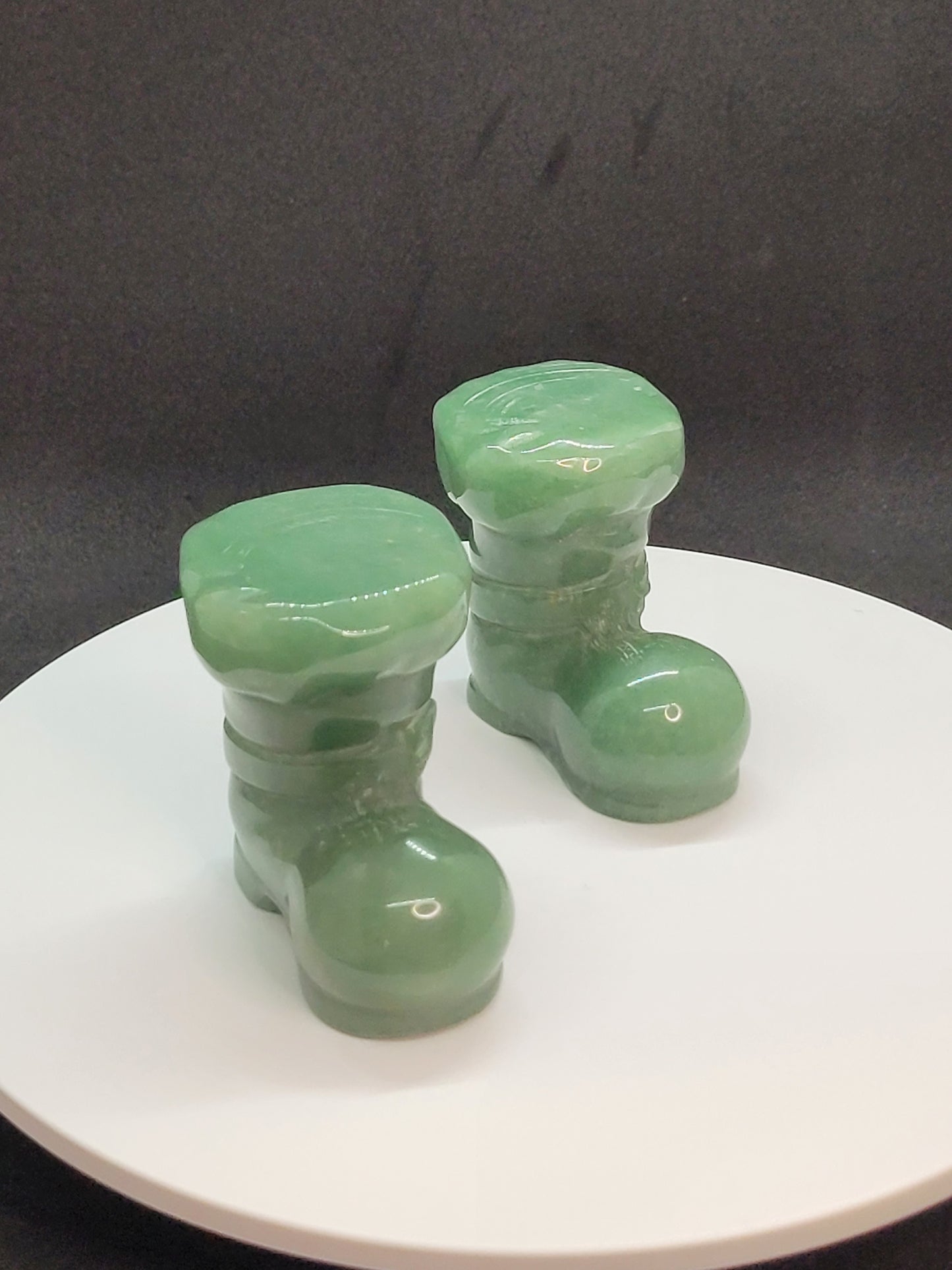 Green Aventurine Santa's Boot Carving - large