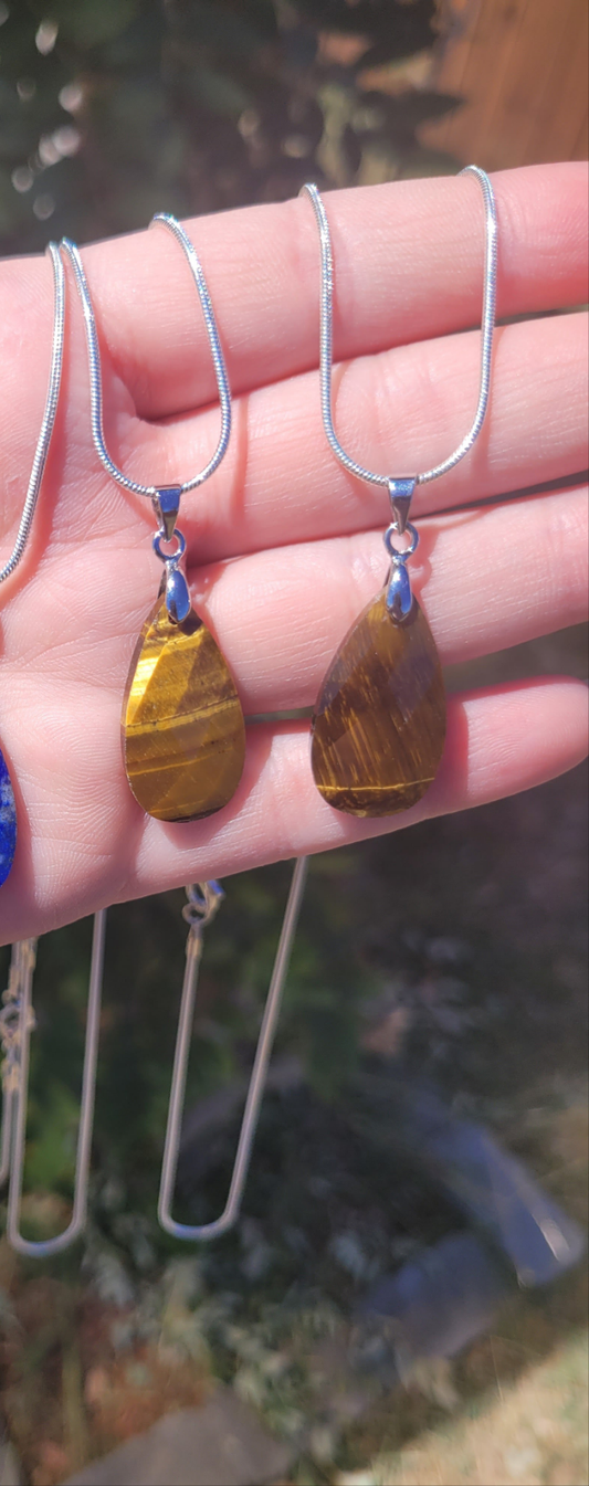 Faceted Tiger's Eye Teardrop Necklace