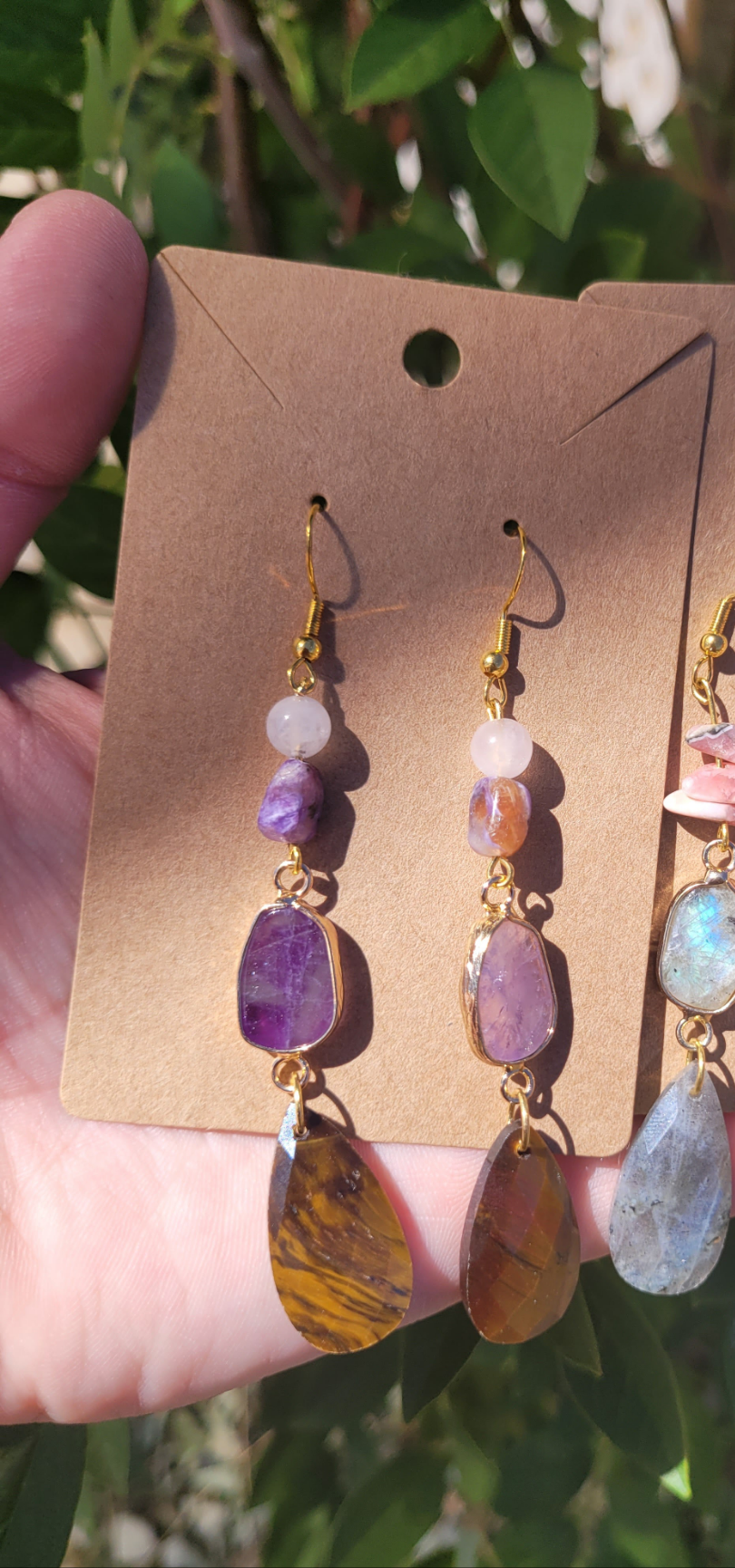 Amethyst, TIger's Eye Necklace/Earrings set