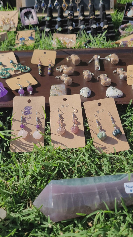Crystal Pumpkin Earrings - Silver - Handmade