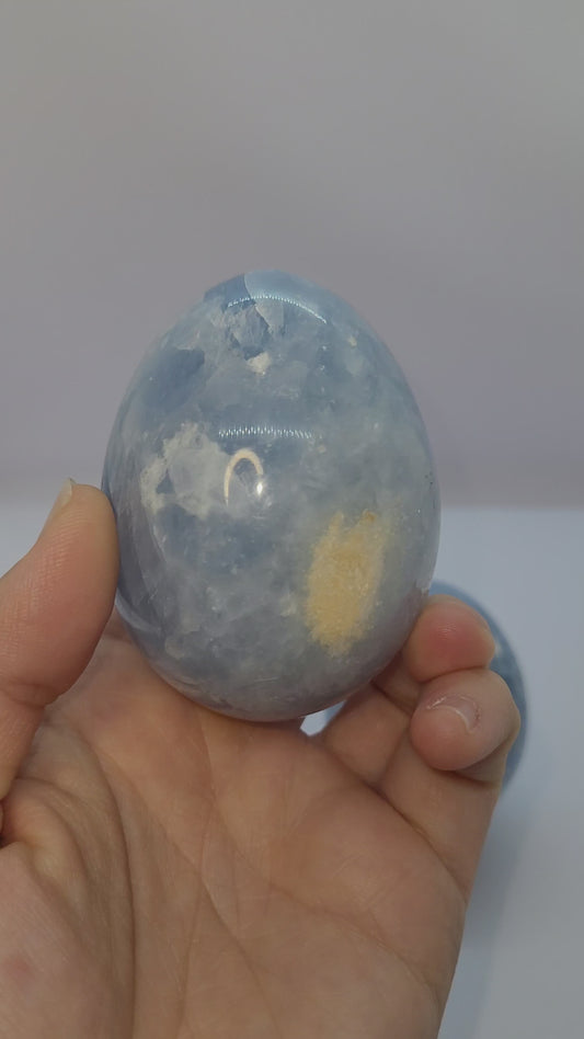 Polished Celestite egg carving