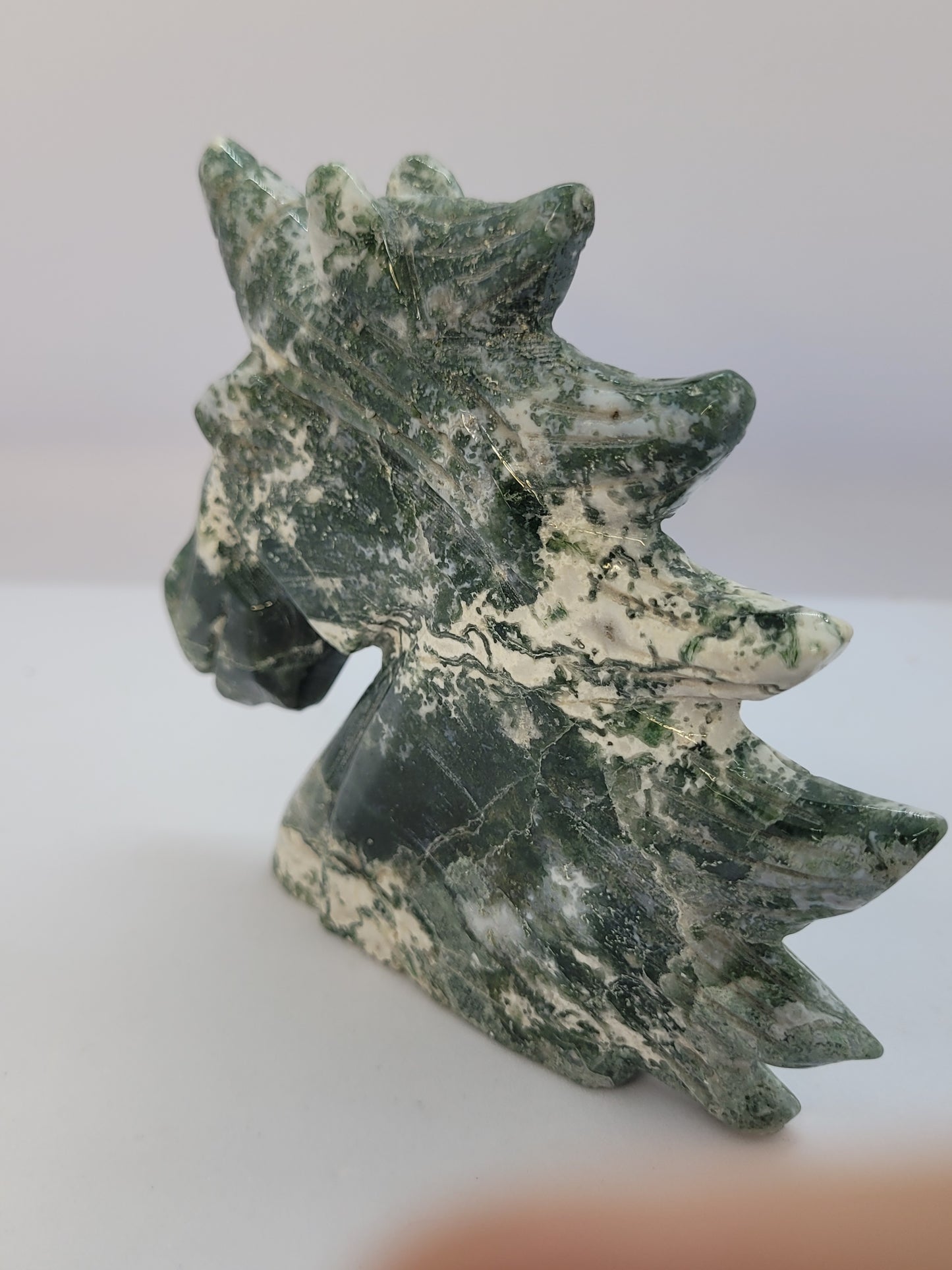 Moss Agate Unicorn Head