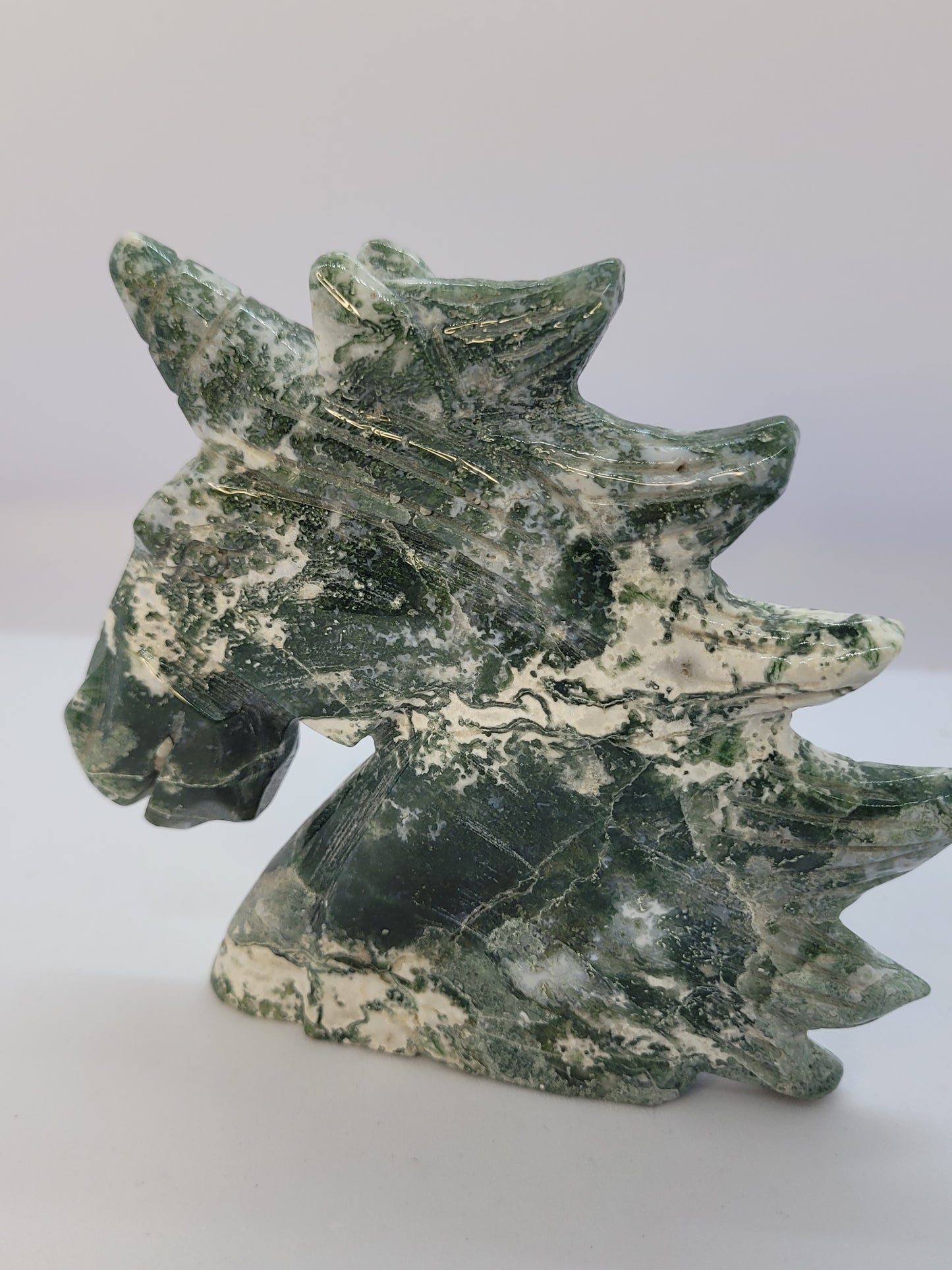 Moss Agate Unicorn Head