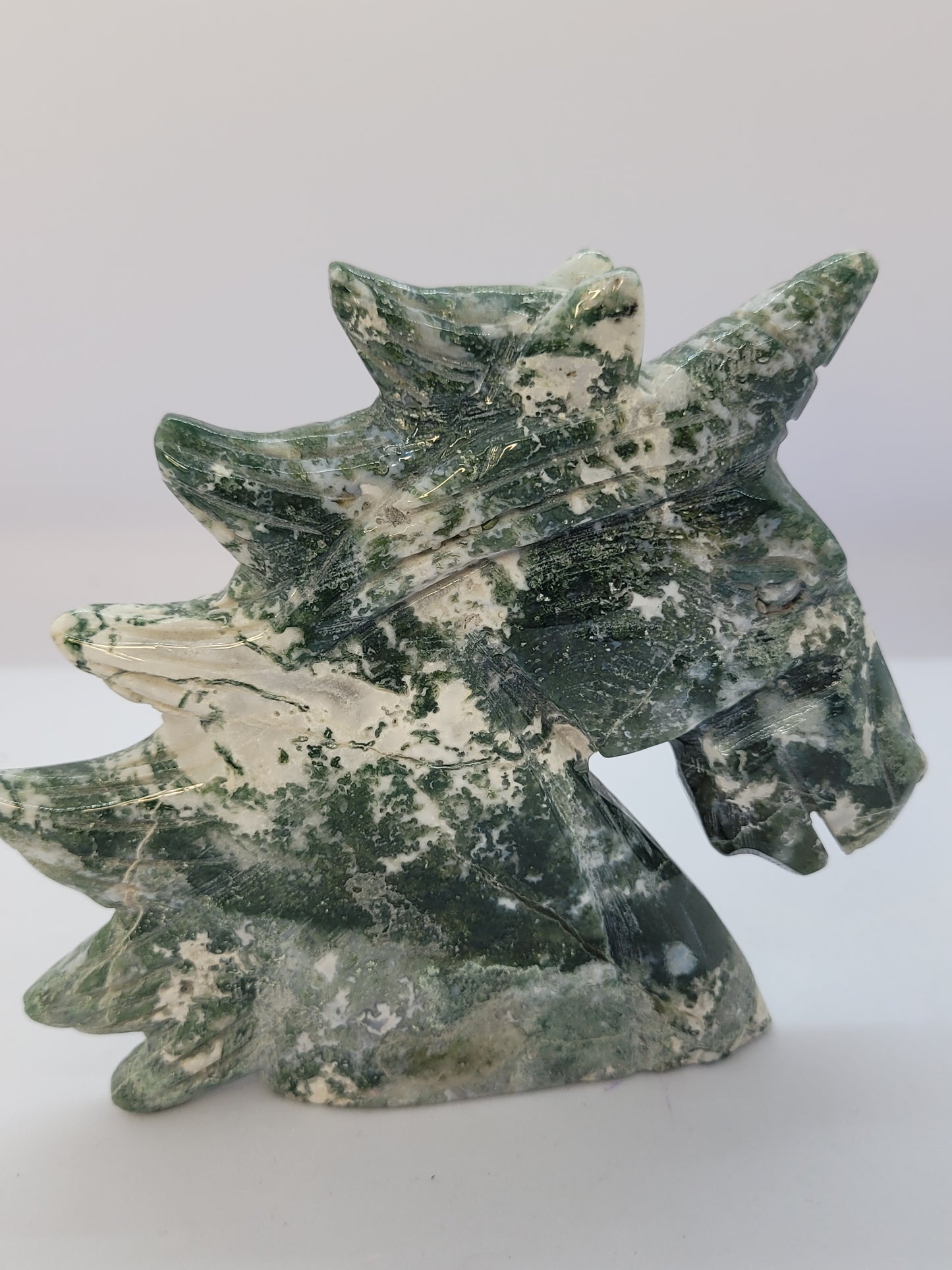 Moss Agate Unicorn Head